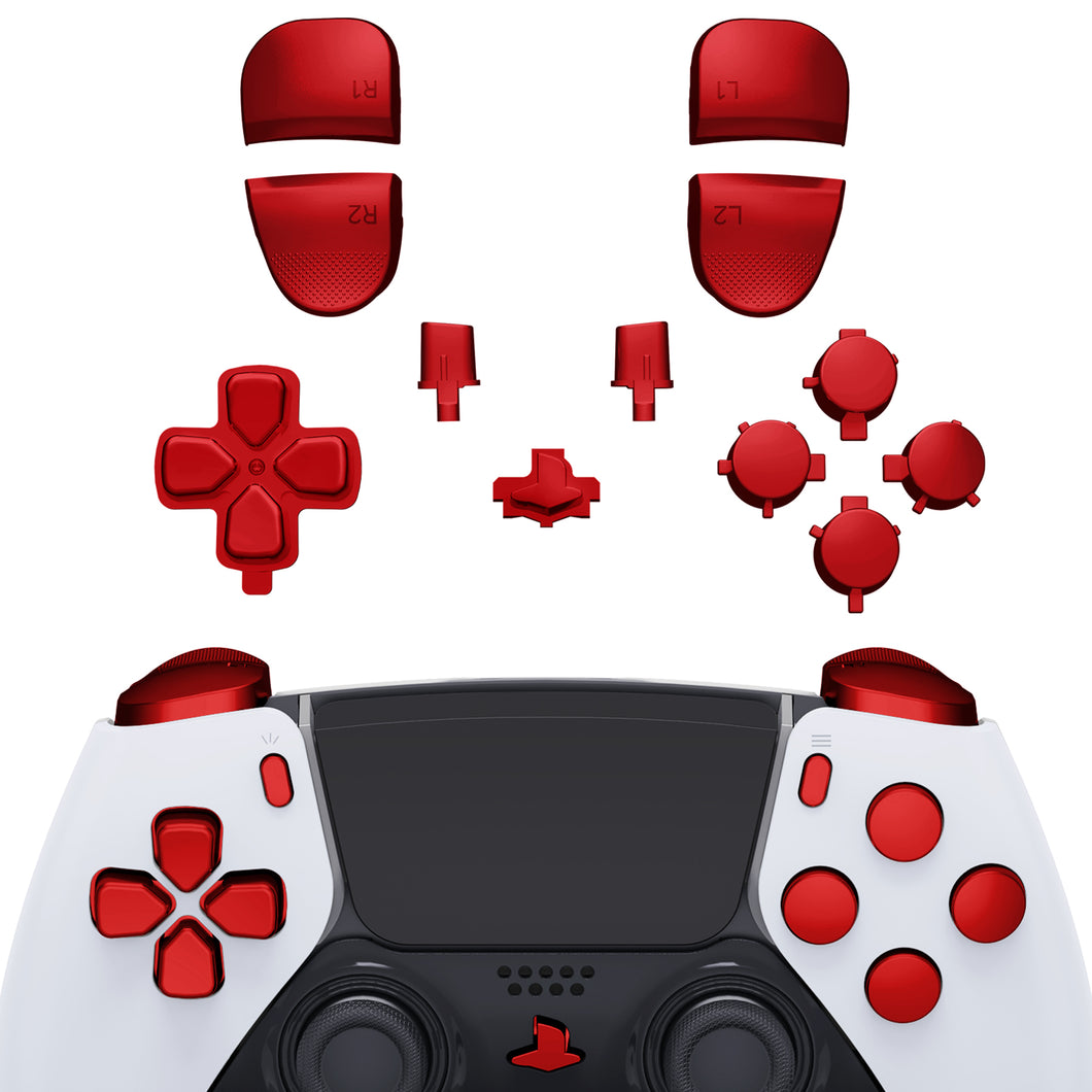 Chrome Red Full Set Button Kits Compatible With PS5 Edge Controller -JXTEGD003WS