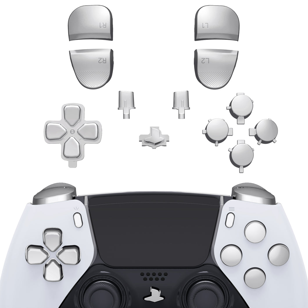 Chrome Silver Full Set Button Kits Compatible With PS5 Edge Controller -JXTEGD002WS