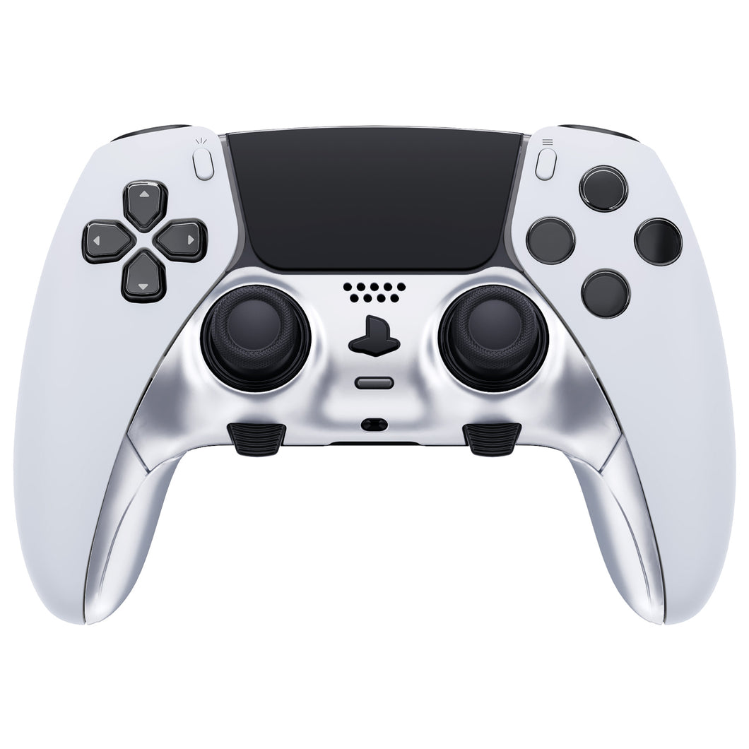 Chrome Silver Replacement Top Bottom Decorative Trim Shell Compatible with PS5 Edge Controller -CXQEGD002WS