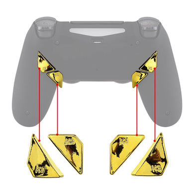 Chrome Gold Replacement Ergonomic Back Buttons, K1 K2 K3 K4 Paddles Compatible With PS4 Controller Dawn Remap Kit (Only fits with eXtremeRate Remap Kit)-P4GZ016 - Extremerate Wholesale