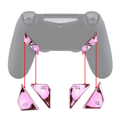 Chrome Pink Replacement Ergonomic Back Buttons, K1 K2 K3 K4 Paddles Compatible With PS4 Controller Dawn Remap Kit (Only fits with eXtremeRate Remap Kit)-P4GZ023 - Extremerate Wholesale