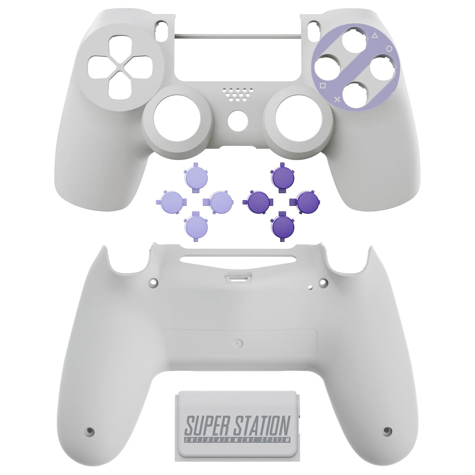Classics SNES Style Front and Back Shells with Touchpad and Purple