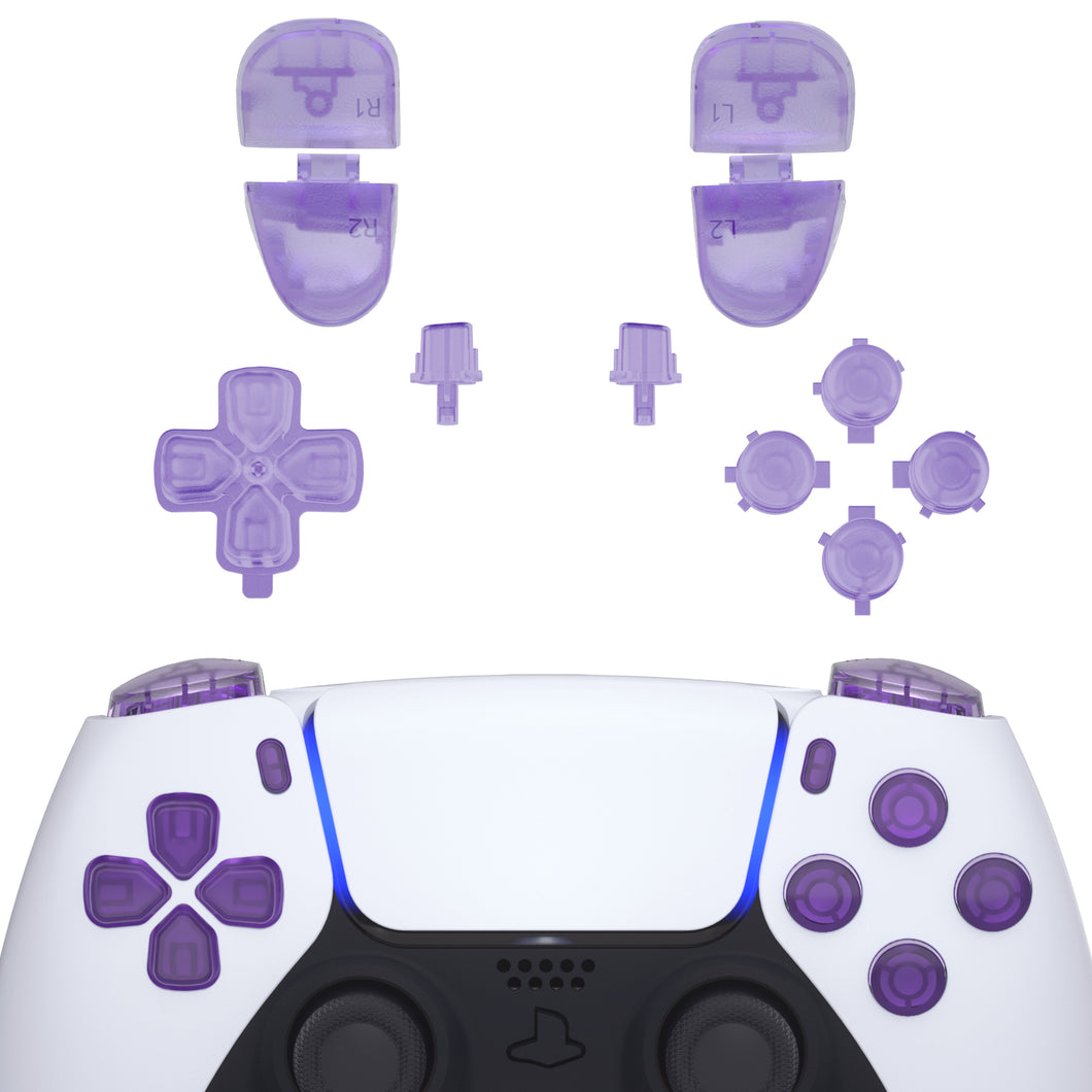 Clear Atomic Purple 11in1 Button Kits Compatible With PS5 Controller BDM-030 & BDM-040 - JPF3005G3WS