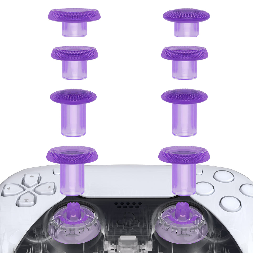 Clear Atomic Purple ThumbsGear V2 Interchangeable Ergonomic Thumbstick with 3 Height Convex & Concave Grips Adjustable Joystick for PS5 & PS4 Controller - YGTPFM009WS