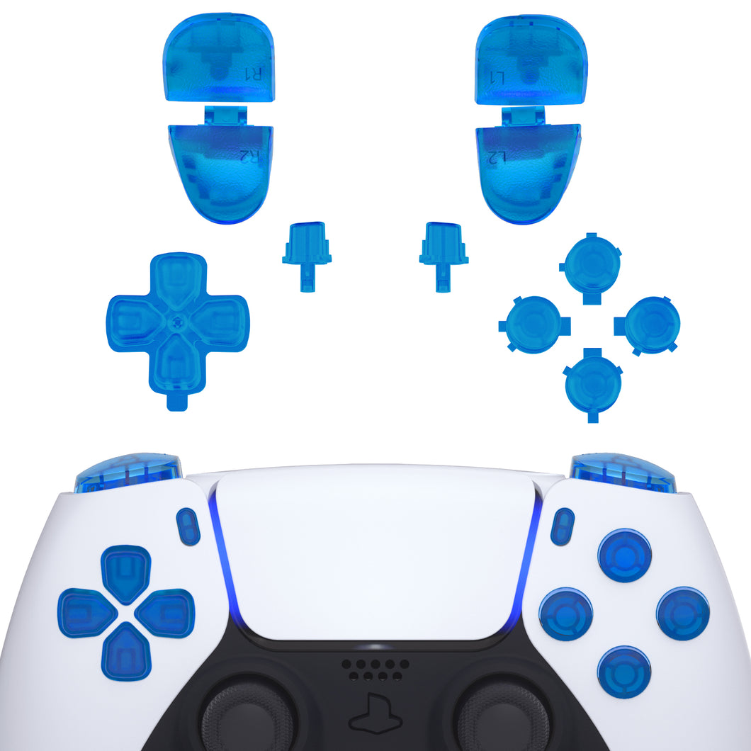 Clear Blue 11in1 Button Kits Compatible With PS5 Controller BDM-030 & BDM-040 - JPF3004G3WS
