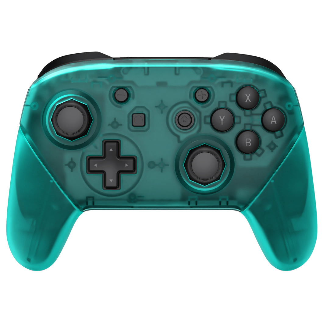 Clear Emerald Green Octagonal Gated Sticks Full Shells And Handle Grips For NS Pro Controller-FRE624WS
