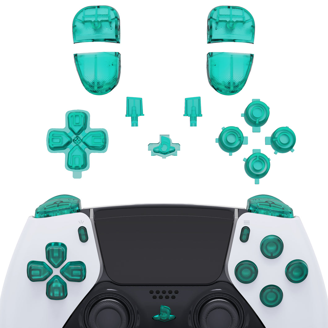 Clear Emerald Green Full Set Button Kits Compatible With PS5 Edge Controller -JXTEGM005WS