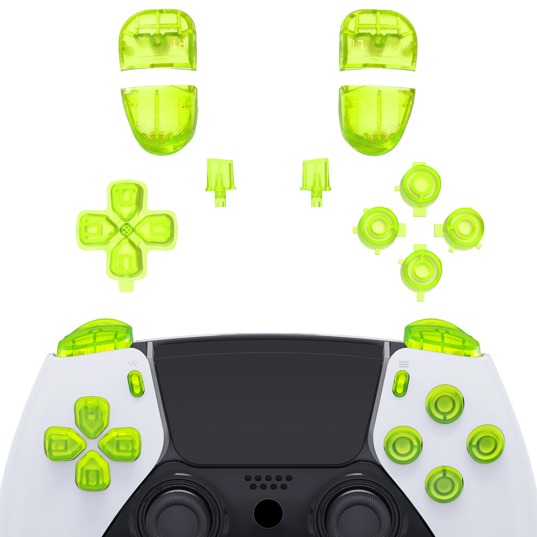 Clear Lime Green Full Set Button Kits Compatible With PS5 Edge Controller -JXTEGM008WS