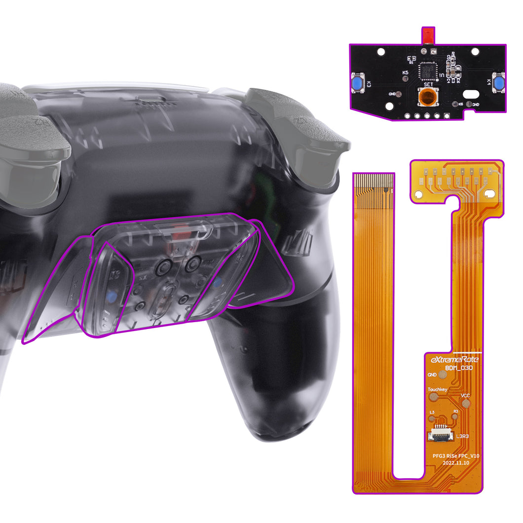 Clear Rise4 Remap Kit With Upgrade Board + Redesigned Back Shell + 4 Back Buttons Compatible With PS5 Controller BDM-030 - YPFM5001G3 - Extremerate Wholesale