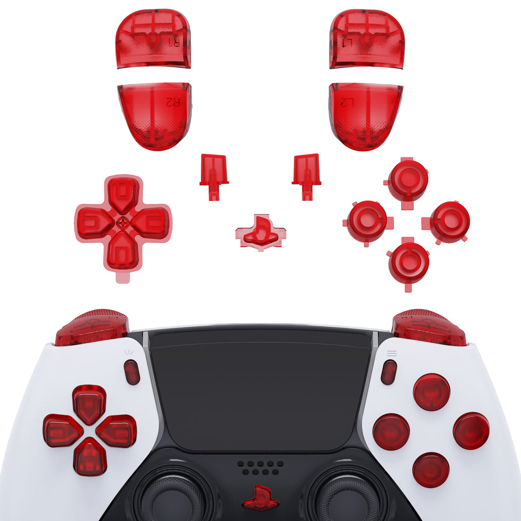 Clear Red Full Set Button Kits Compatible With PS5 Edge Controller -JXTEGM006WS