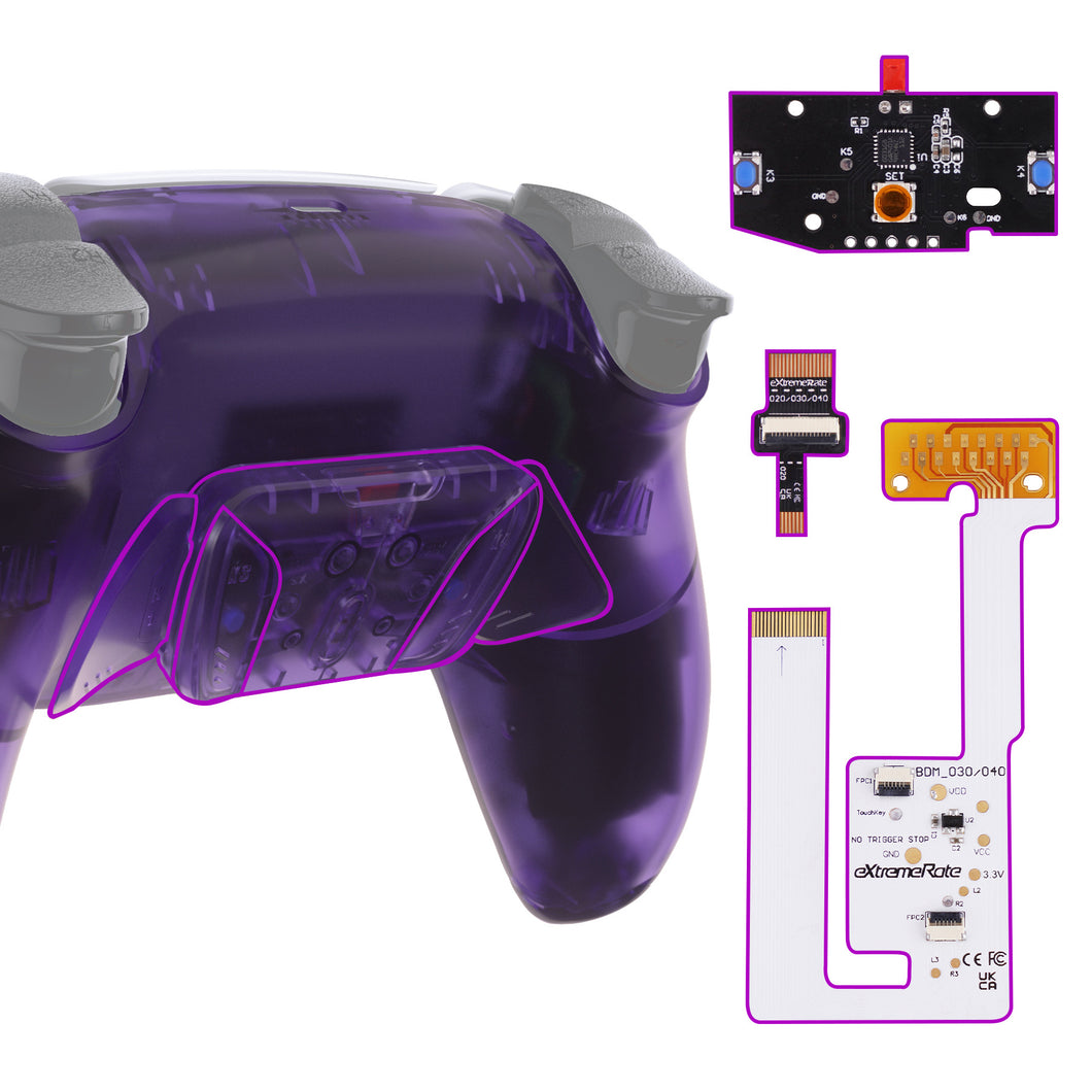 Clear Atomic Purple Remappable RISE4 V3 Remap Kit for PS5 Controller BDM-030/040/050 - YPFM5002G4
