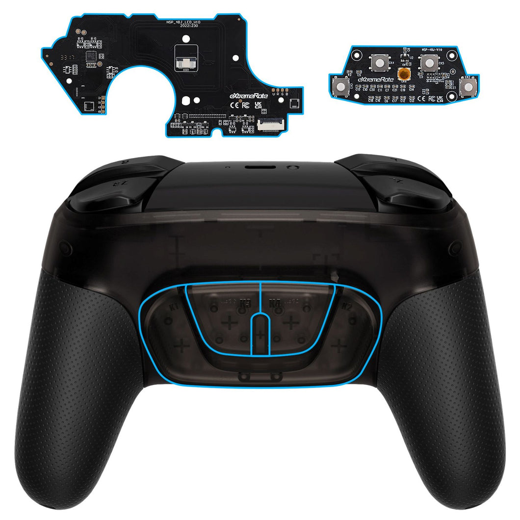 Clear Black Back Paddle Remappable Rise4 Remap Kit With Upgrade Board & Resigned Back Shell & 4 Back Buttons For Nintendo Switch Pro Controller-XGNPM001 - Extremerate Wholesale