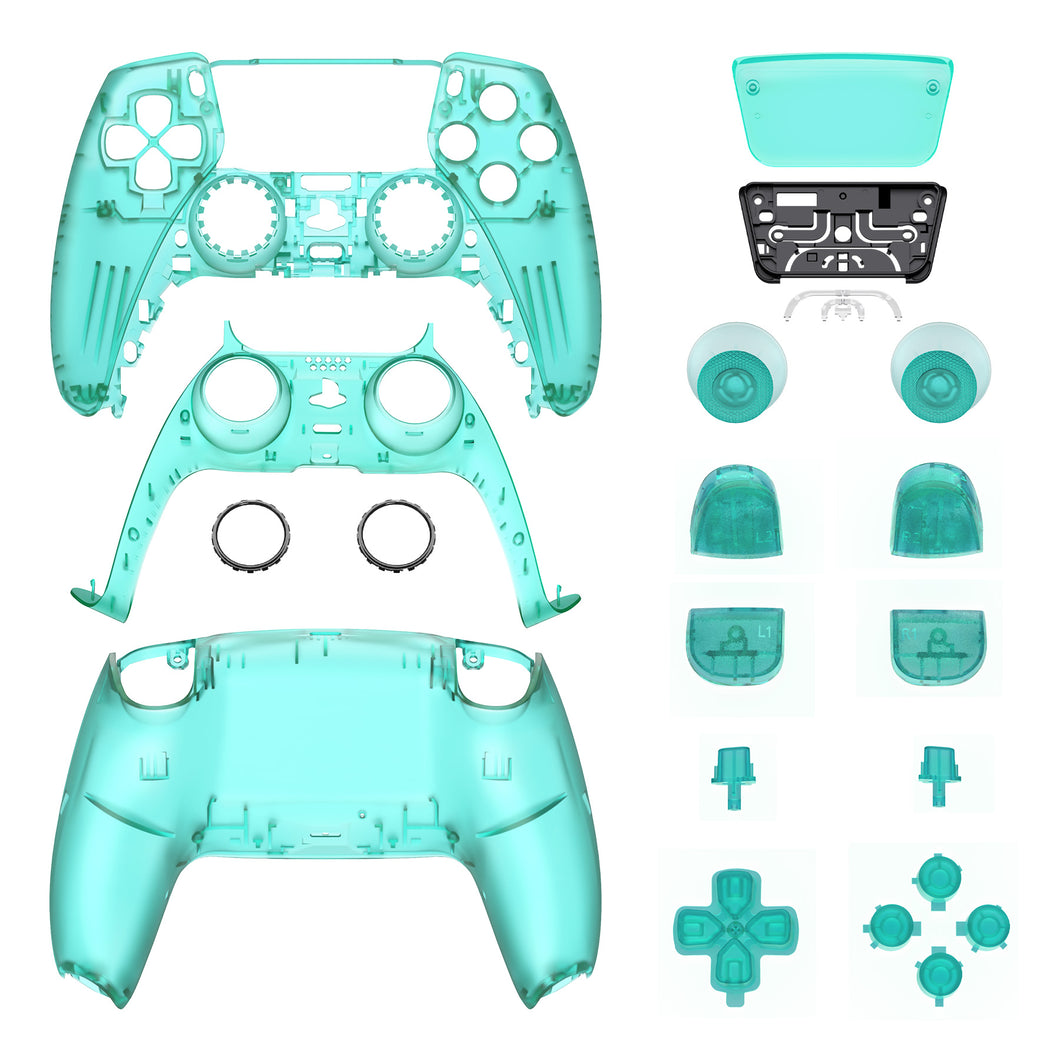 Clear Emerald Green Full Set Shells with Buttons For PS5 Controller BDM-030/040/050 - QPFM5008G3WS