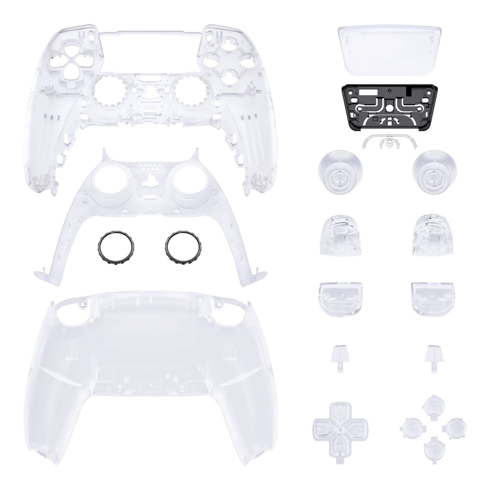 Clear Full Set Shells with Buttons For PS5 Controller BDM-030/040/050 ...