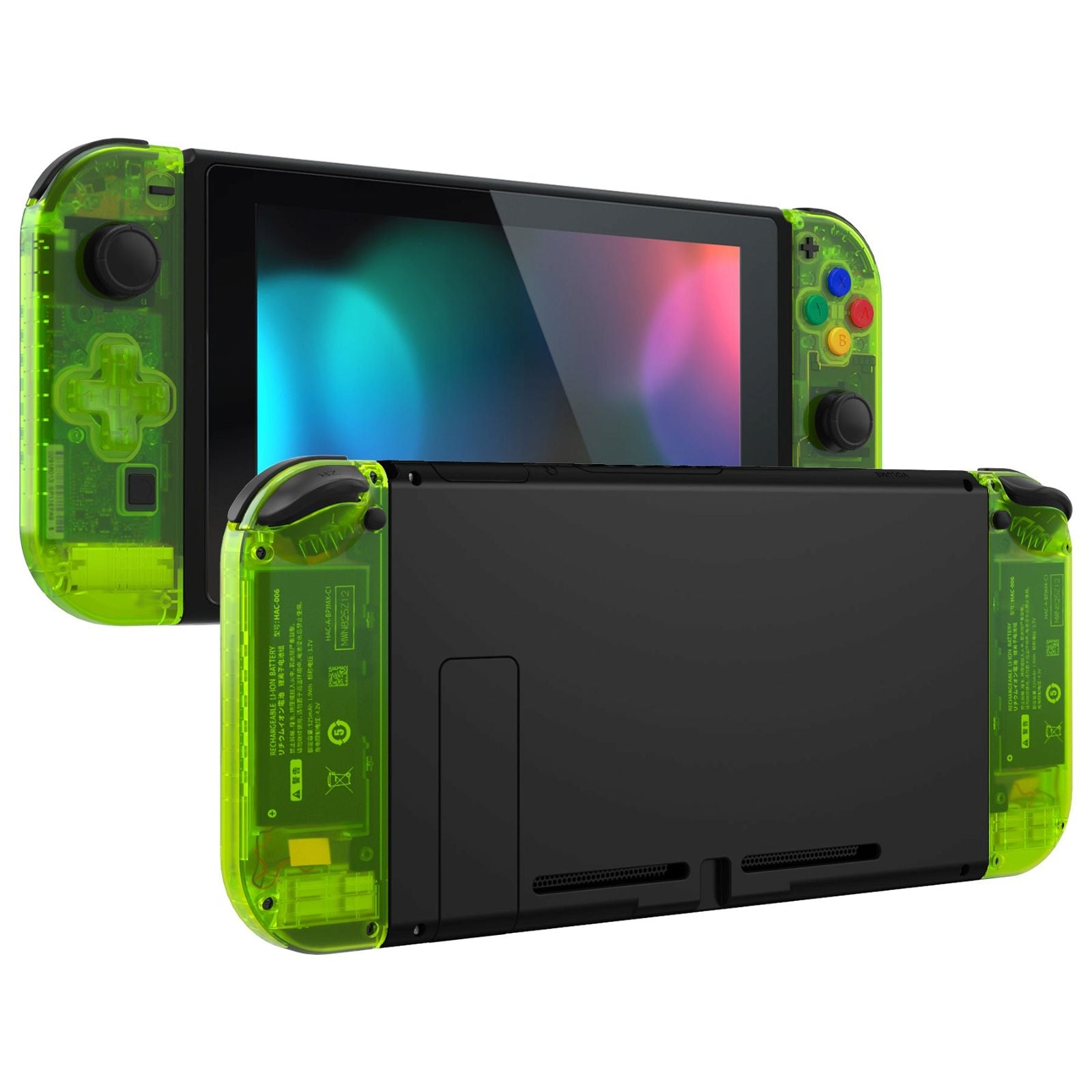 Clear Lime Green Shells For NS Switch Joycon & OLED Joycon Dpad