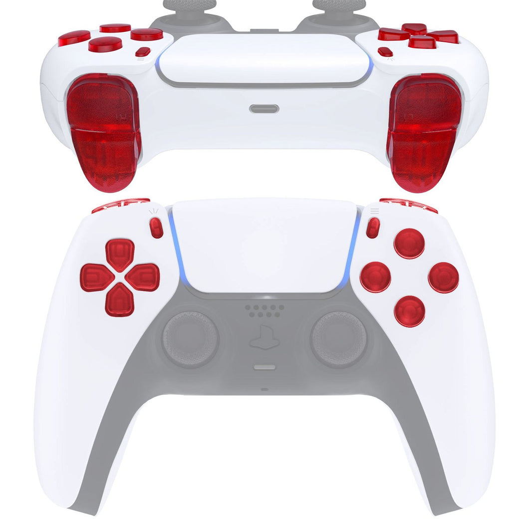 Clear Red 11in1 Button Kits Compatible With PS5 Controller BDM-010 & BDM-020 - JPF3002G2WS - Extremerate Wholesale