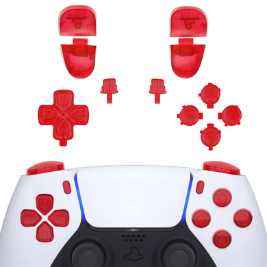Clear Red 11in1 Button Kits Compatible With PS5 Controller BDM-030 & BDM-040 - JPF3002G3WS - Extremerate Wholesale
