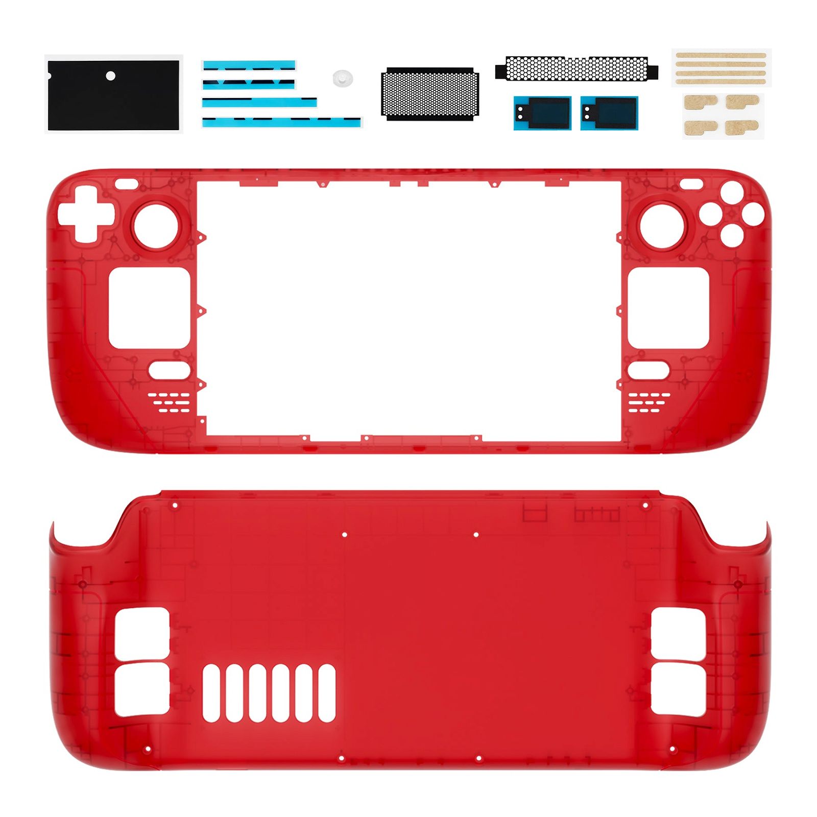 Clear Red Full Set Shell For Steam Deck LCD Console - QESDM006WS