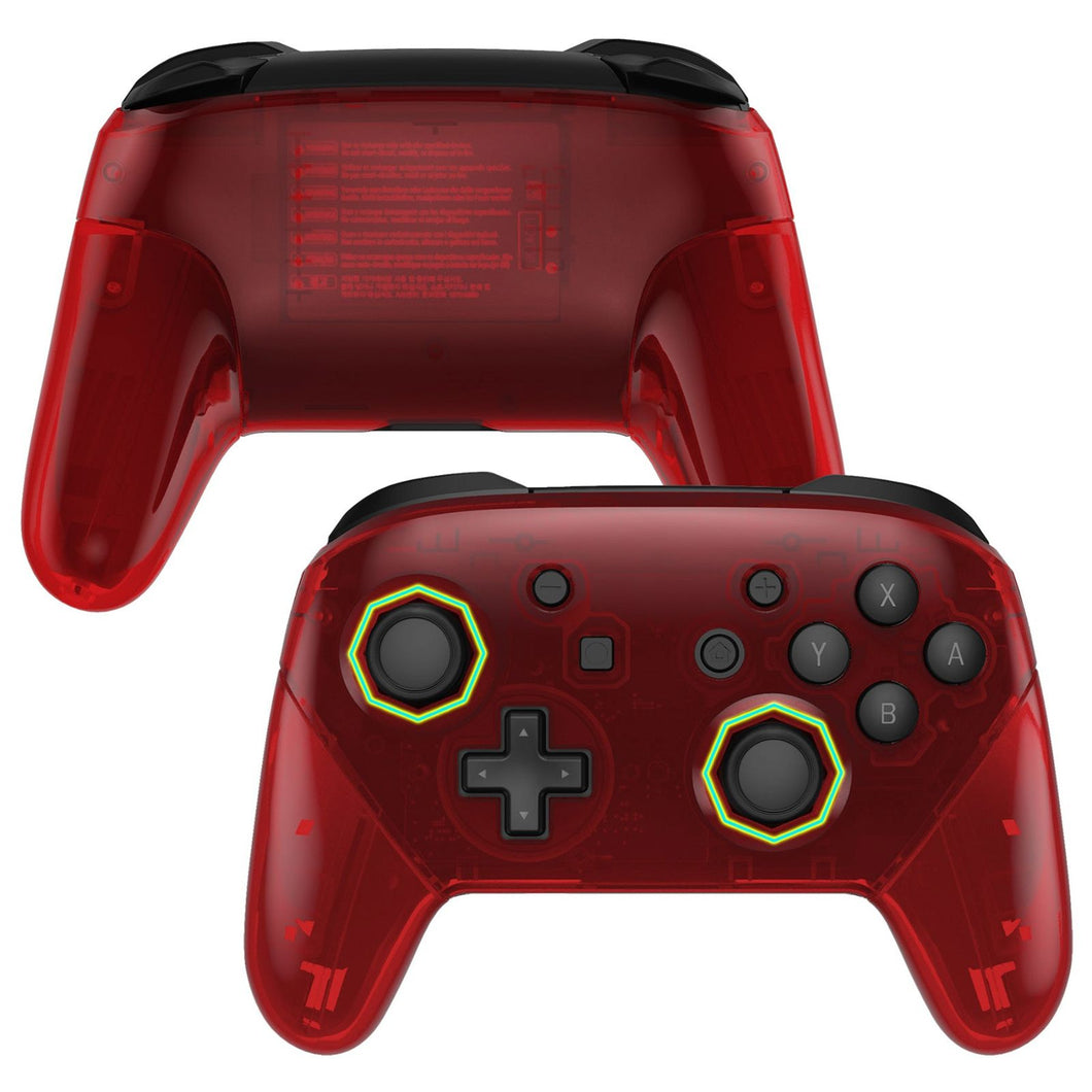 Clear Red Octagonal Gated Sticks Full Shells And Handle Grips For NS Pro Controller-FRE615WS - Extremerate Wholesale
