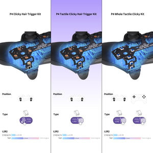 Tactile Version Clicky Hair Trigger Kit Compatible With PS4 CUH-ZCT2 Controller Shoulder Buttons, Custom Tactile Bumper Trigger Buttons Compatible With PS4 Slim Pro Controller JDM-040/050/055-P4MD002 - Extremerate Wholesale