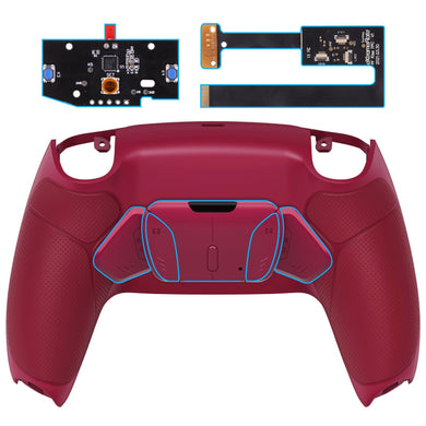 Cosmic Red Rubberized Grip Remappable Rise4 Remap Kit With Upgrade Board + Redesigned Back Shell + 4 Back Buttons Compatible With PS5 Controller BDM-010 & BDM-020 - YPFU6008 - Extremerate Wholesale