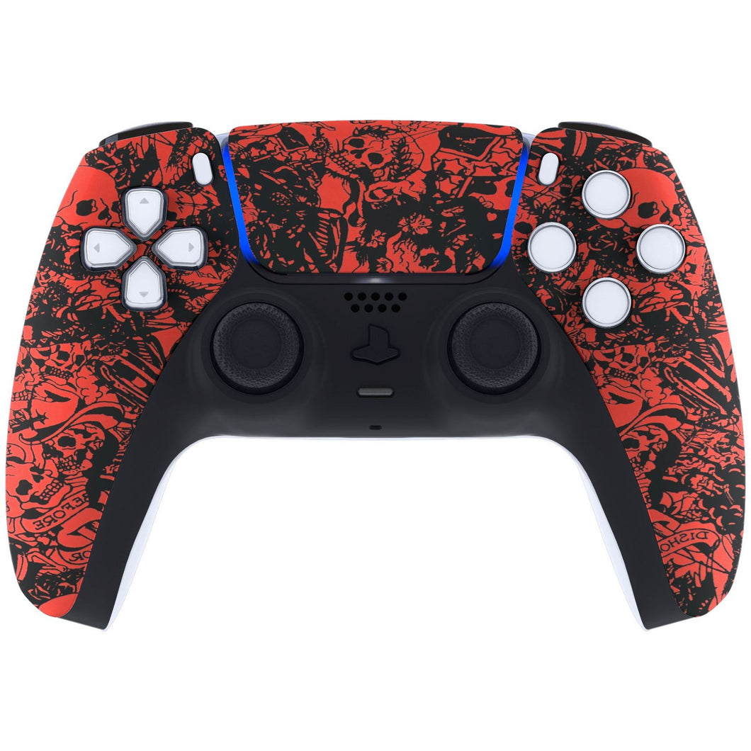 Crazy Red Skull Front Shell With Touchpad Compatible With PS5 Controller BDM-010 & BDM-020 & BDM-030 & BDM-040 - ZPFS2002G3WS - Extremerate Wholesale