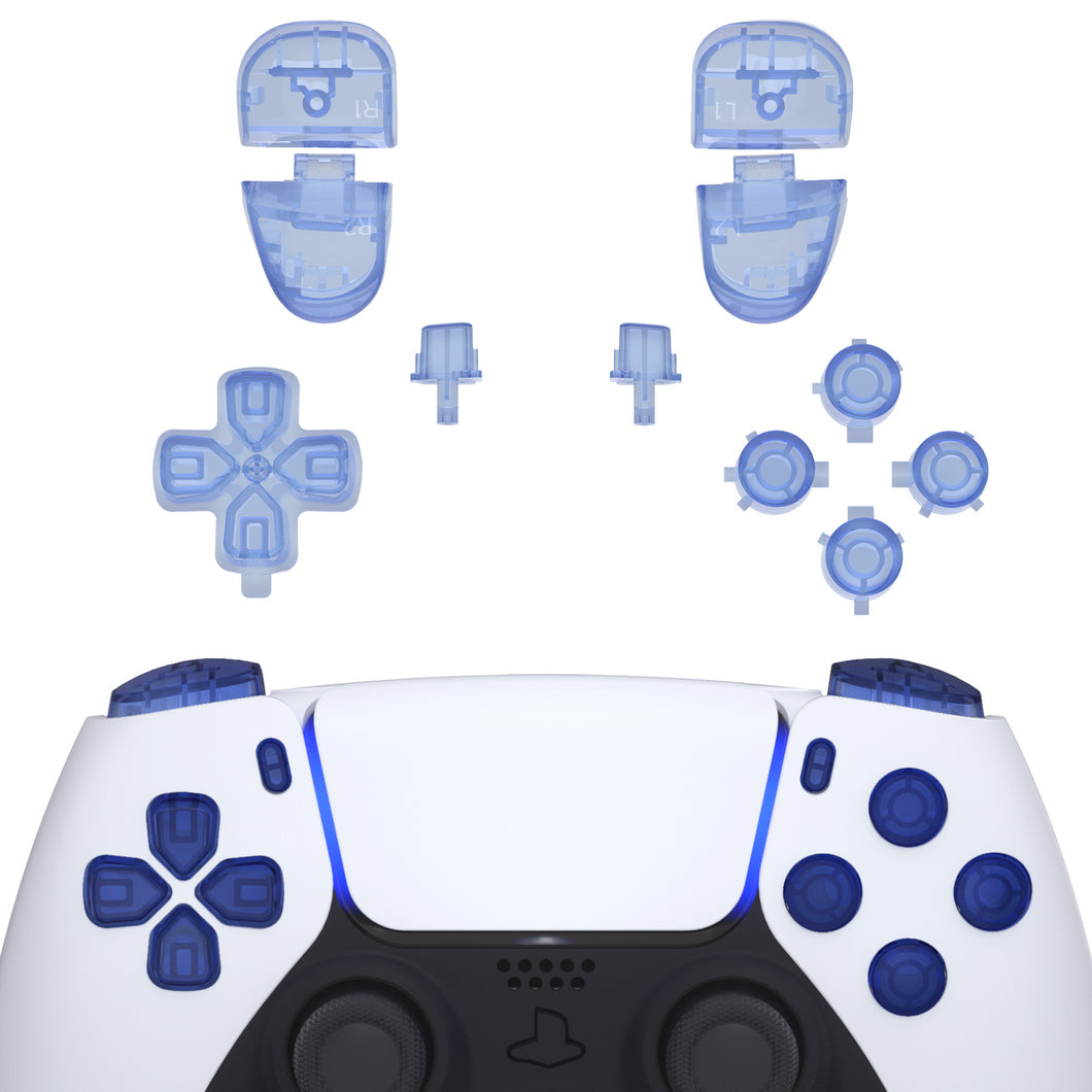 Crystal Clear Light Blue 11in1 Button Kits Compatible With PS5 Controller BDM-030/040/050 - JPF1047G3WS