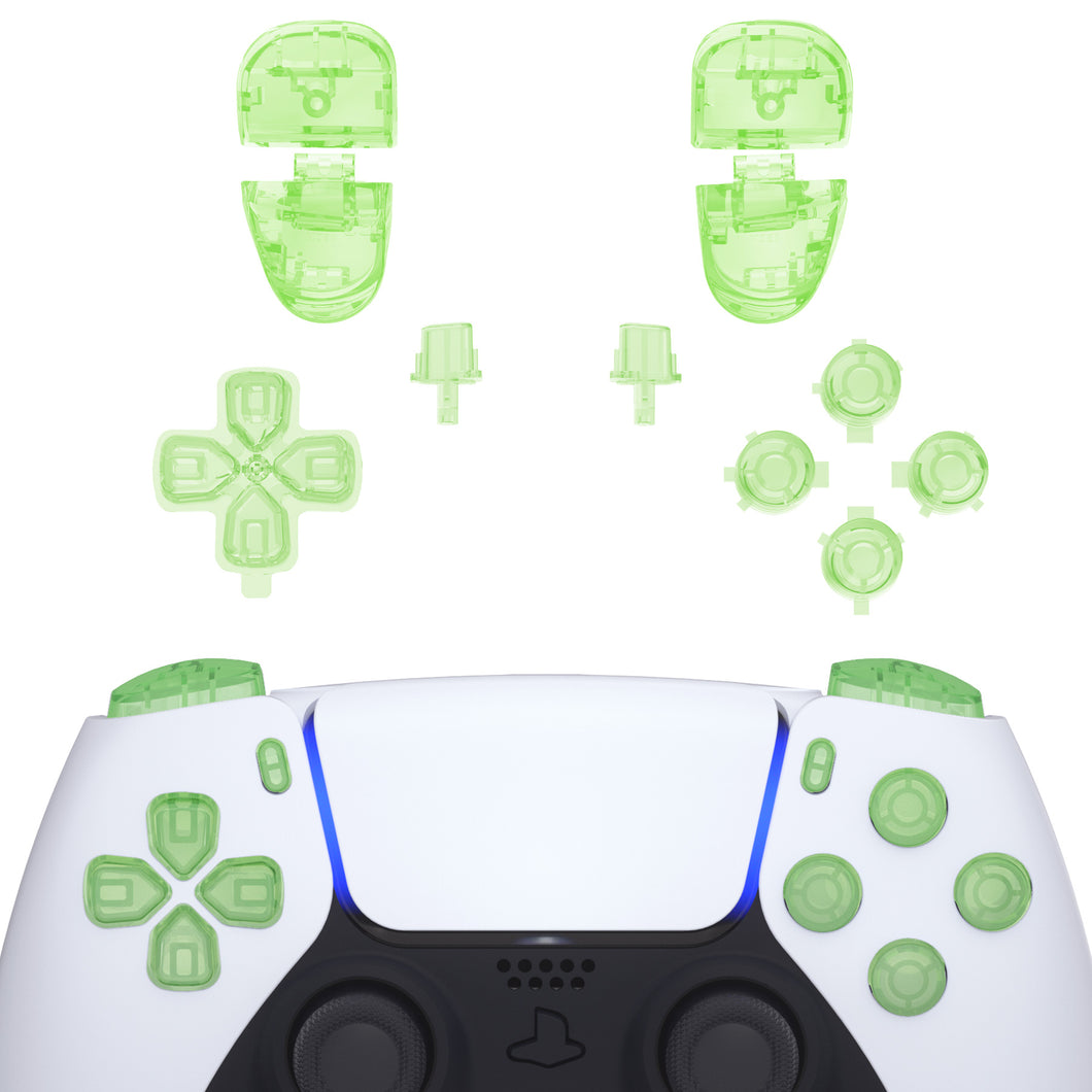 Crystal Clear Light Green 11in1 Button Kits Compatible With PS5 Controller BDM-030/040/050 - JPF1048G3WS