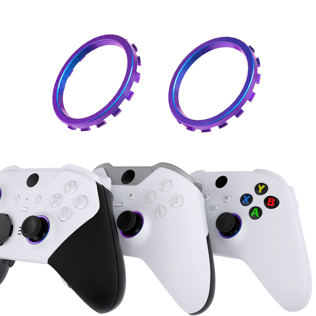 Glossy Chameleon Blue Purple Custom Replacement Accent Rings For Xbox Elite Series 2 Core & Elite Series 2 & Xbox One Elite & eXtremeRate ASR Version Shell For Xbox Series X/S Controller-XOJ1323