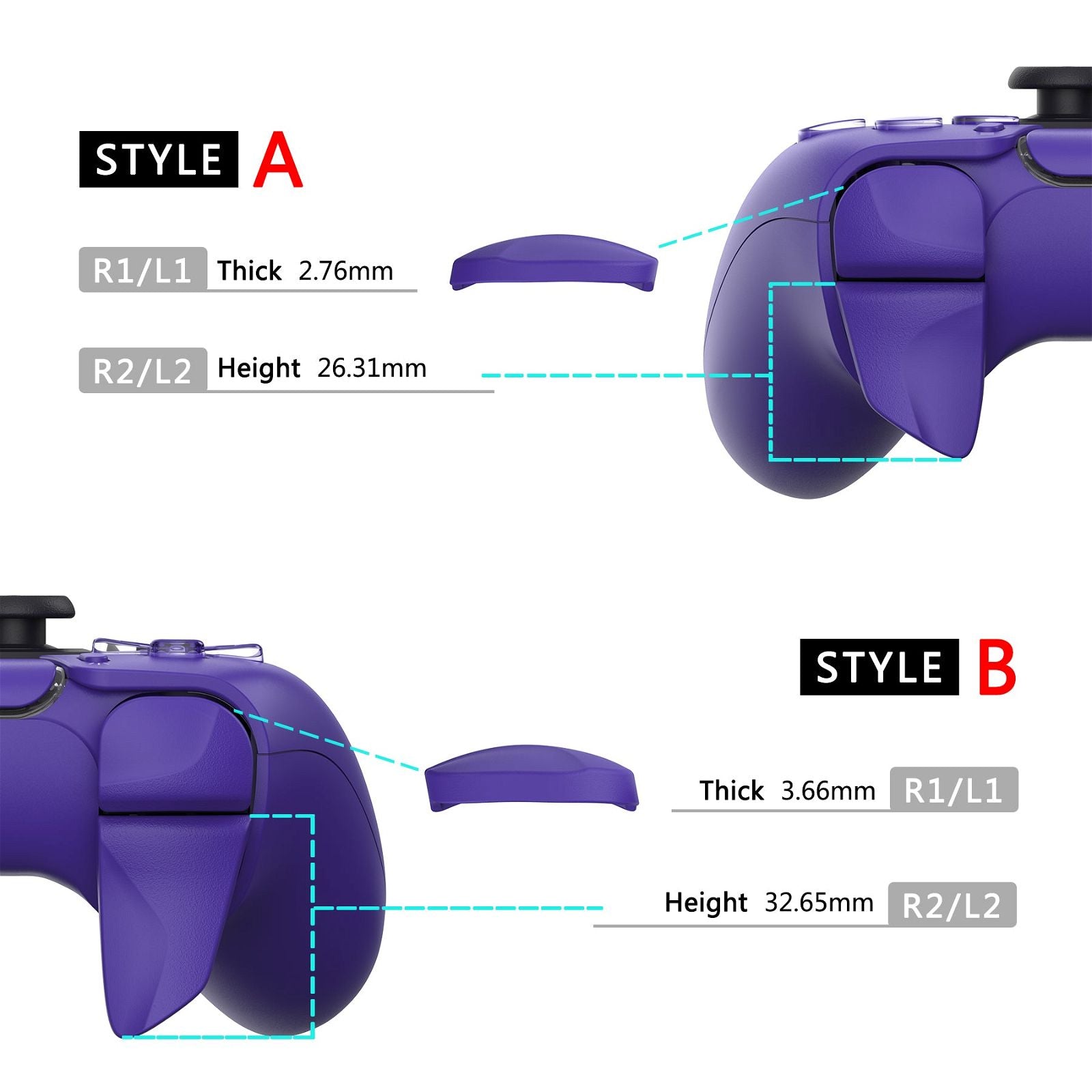 Solid Galactic Purple Pairs Shoulder Buttons Extension Triggers