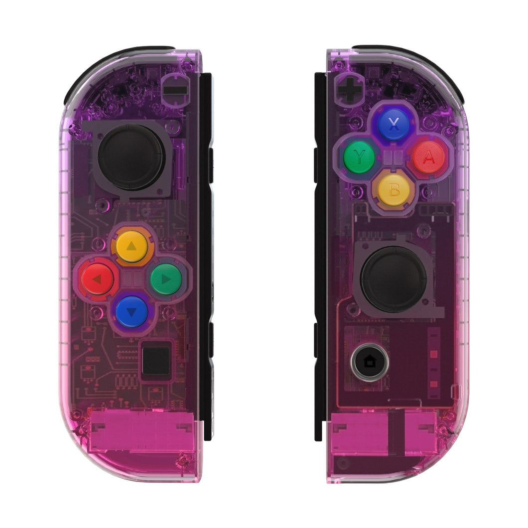 Glossy Clear Atomic Purple Rose Red Shells With Middle Tray For NS Switch Joycon & OLED Joycon-CP337WS