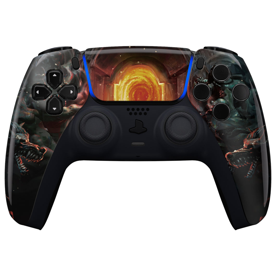 Glossy Entrance of Hell Front Shell With Touchpad Compatible With PS5 Controller BDM-010 & BDM-020 & BDM-030 & BDM-040 - ZPFT1091G3WS