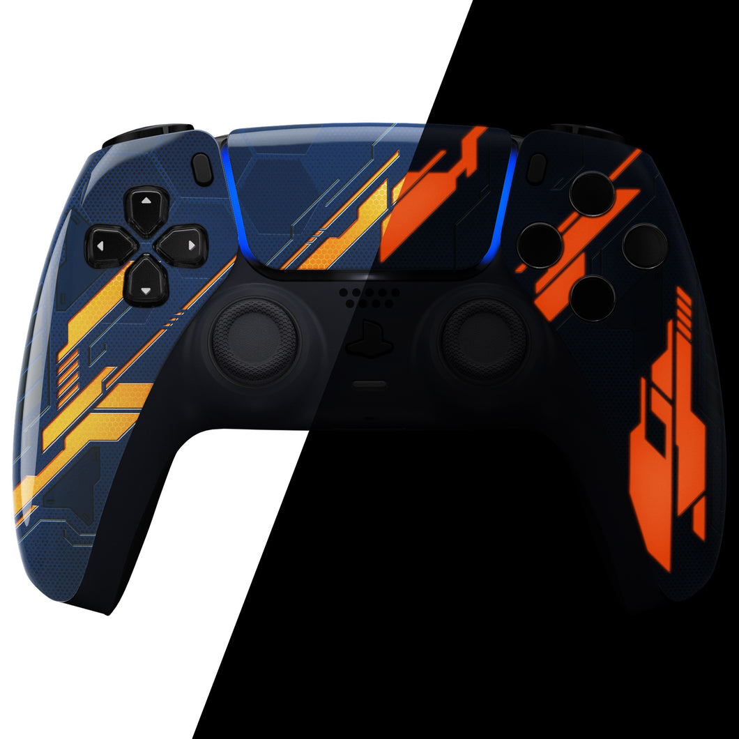 Glossy Glow in Dark Mecha - Orange Front Shell With Touchpad Compatible With PS5 Controller BDM-010 & BDM-020 BDM-030 & BDM-040 - ZPFT1009G3WS