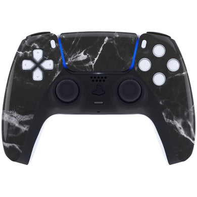 Glossy Black White Marble Front Shell With Touchpad Compatible With PS5 Controller BDM-010 & BDM-020 & BDM-030 & BDM-040 - ZPFT1046G3WS - Extremerate Wholesale