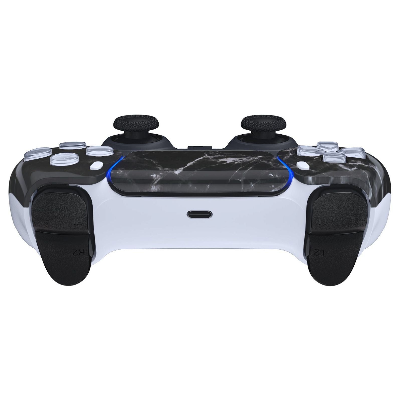 Glossy Black White Marble Front Shell With Touchpad Compatible With PS5  Controller BDM-010/020/030/040/050 - ZPFT1046G3WS