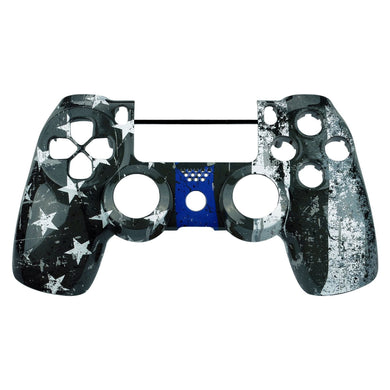 Glossy Blue Stripe US Flag Front Shell Compatible With PS4 Gen2 Controller-SP4FT29WS - Extremerate Wholesale