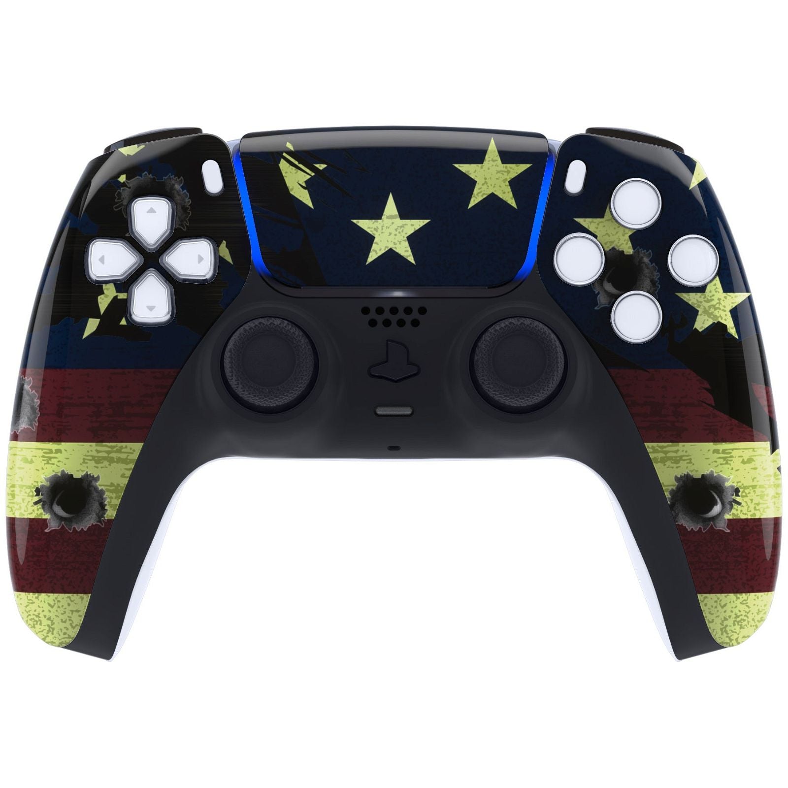 Glossy Bullet US Flag Front Shell With Touchpad Compatible With PS5 ...