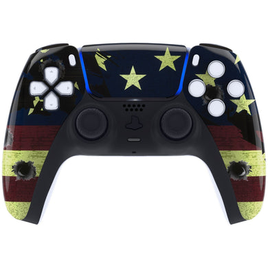 Glossy Bullet US Flag Front Shell With Touchpad Compatible With PS5 Controller BDM-010 & BDM-020 & BDM-030  & BDM-040 - ZPFT1014G3WS - Extremerate Wholesale
