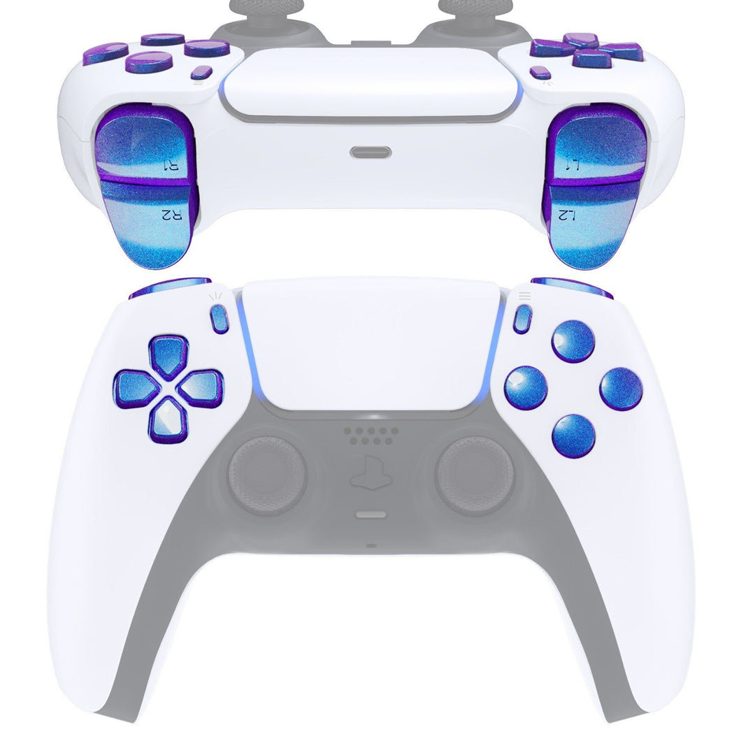 Glossy Chameleon Blue Purple 11in1 Button Kits Compatible With PS5 Controller BDM-010 & BDM-020 - JPF1001G2WS - Extremerate Wholesale