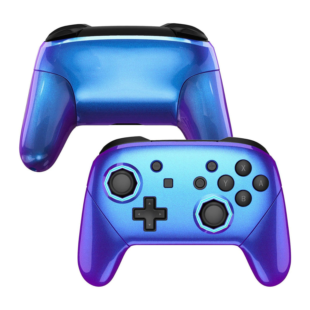 Glossy Chameleon Blue Purple Octagonal Gated Sticks Full Shells And Handle Grips For NS Pro Controller-FRE607WS - Extremerate Wholesale