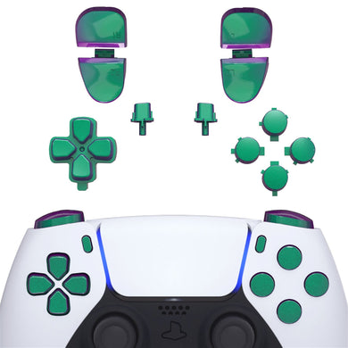 Glossy Chameleon Green Purple 11in1 Button Kits Compatible With PS5 Controller BDM-030 & BDM-040 - JPF1002G3WS - Extremerate Wholesale