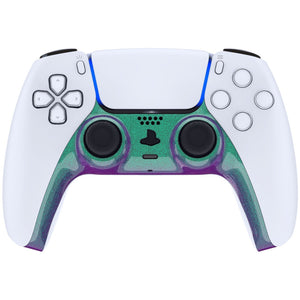 Glossy Chameleon Green Purple Decorative Trim Shell With Accent Rings Compatible With PS5 Controller-GPFP3002WS - Extremerate Wholesale
