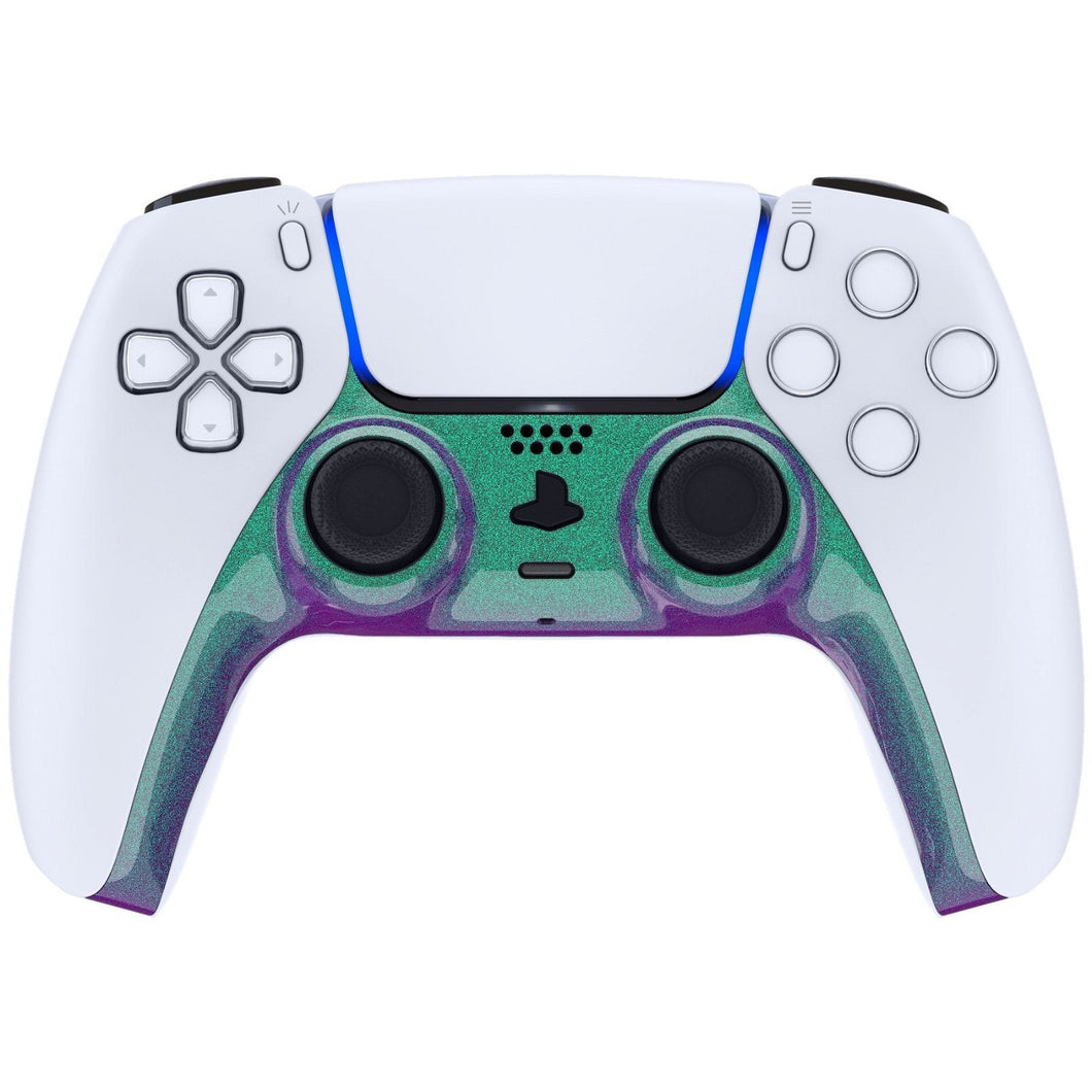 Glossy Chameleon Green Purple Decorative Trim Shell With Accent Rings Compatible With PS5 Controller-GPFP3002WS - Extremerate Wholesale