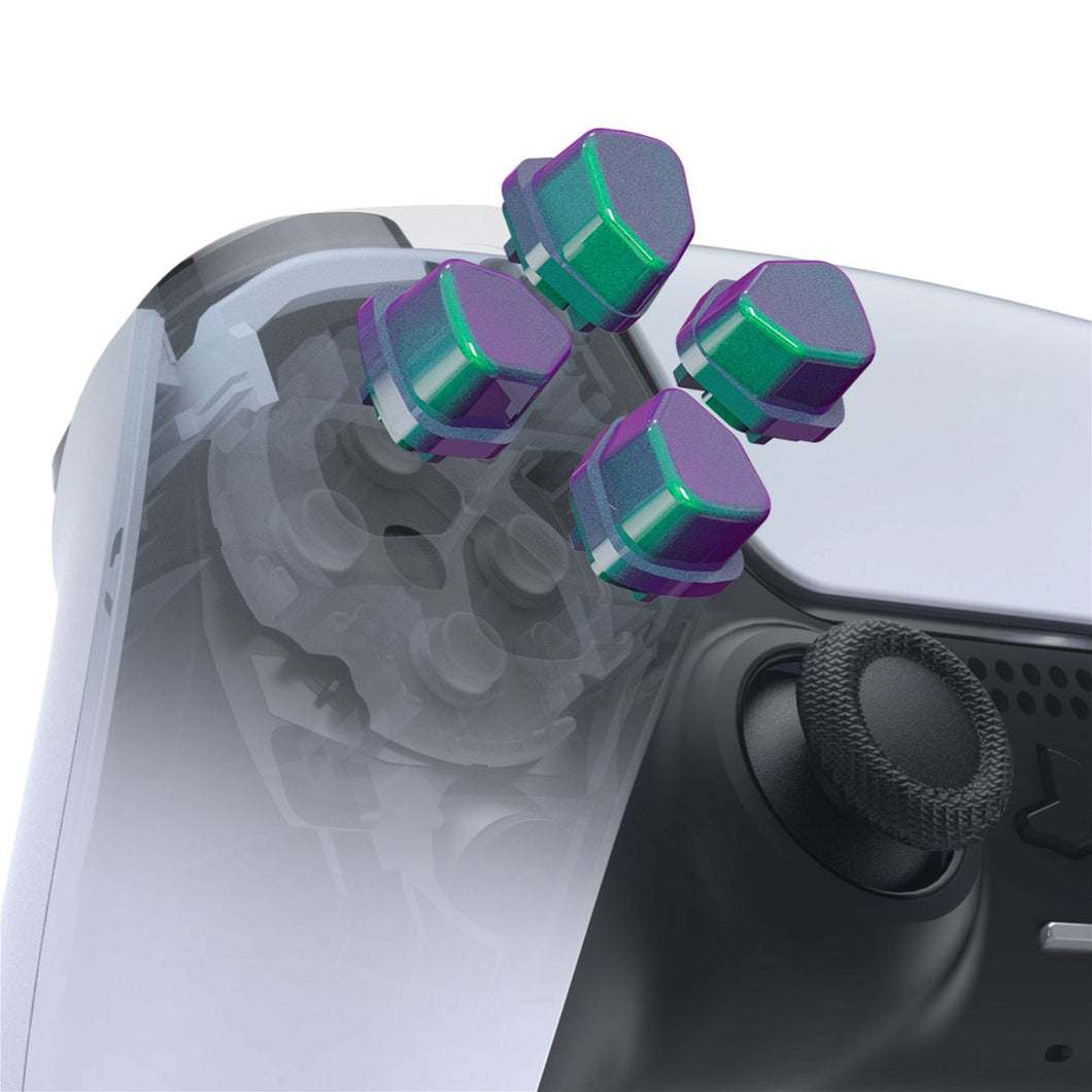 Glossy Chameleon Green Purple Ergonomic Split D-pad Direction Buttons (SDP Buttons) For PS5 & PS5 Edge & PS4 All Model Controller -JPF8011WS - Extremerate Wholesale