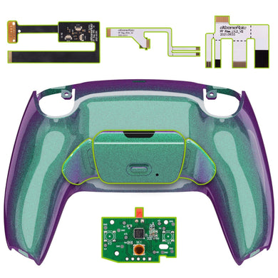 Glossy Chameleon Green Purple Rise 2.0 Remap Kit With Upgrade Board + Redesigned Back Shell + Back Buttons Compatible With PS5 Controller BDM-010 & BDM-020 - XPFP3002G2 - Extremerate Wholesale