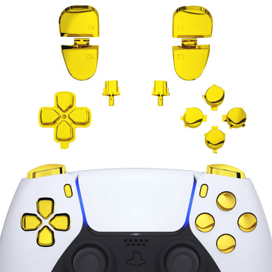Glossy Chrome Gold 11in1 Button Kits Compatible With PS5 Controller BDM-030 & BDM-040 - JPF2001G3WS - Extremerate Wholesale