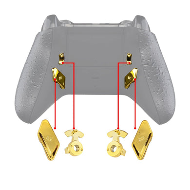 Glossy Chrome Gold Replacement Ergonomic Back Buttons, K1 K2 K3 K4 Paddles for Xbox One S Controller Lofty Remap Kit (Only fits with eXtremeRate Remap Kit)-XOMD0032 - Extremerate Wholesale