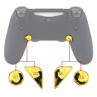 Glossy Chrome Gold Replacement Redesigned Back Buttons K1 K2 Paddles For eXtremeRate Dawn 2.0 Remap Kit Compatible With PS4 Controller-P4GZ051 - Extremerate Wholesale
