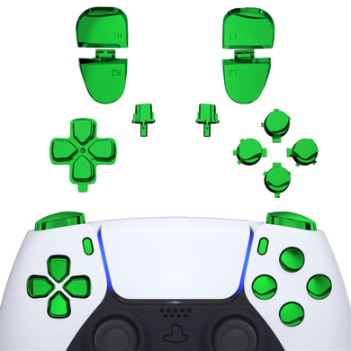 Glossy Chrome Green 11in1 Button Kits Compatible With PS5 Controller BDM-030 & BDM-040 - JPF2006G3WS - Extremerate Wholesale