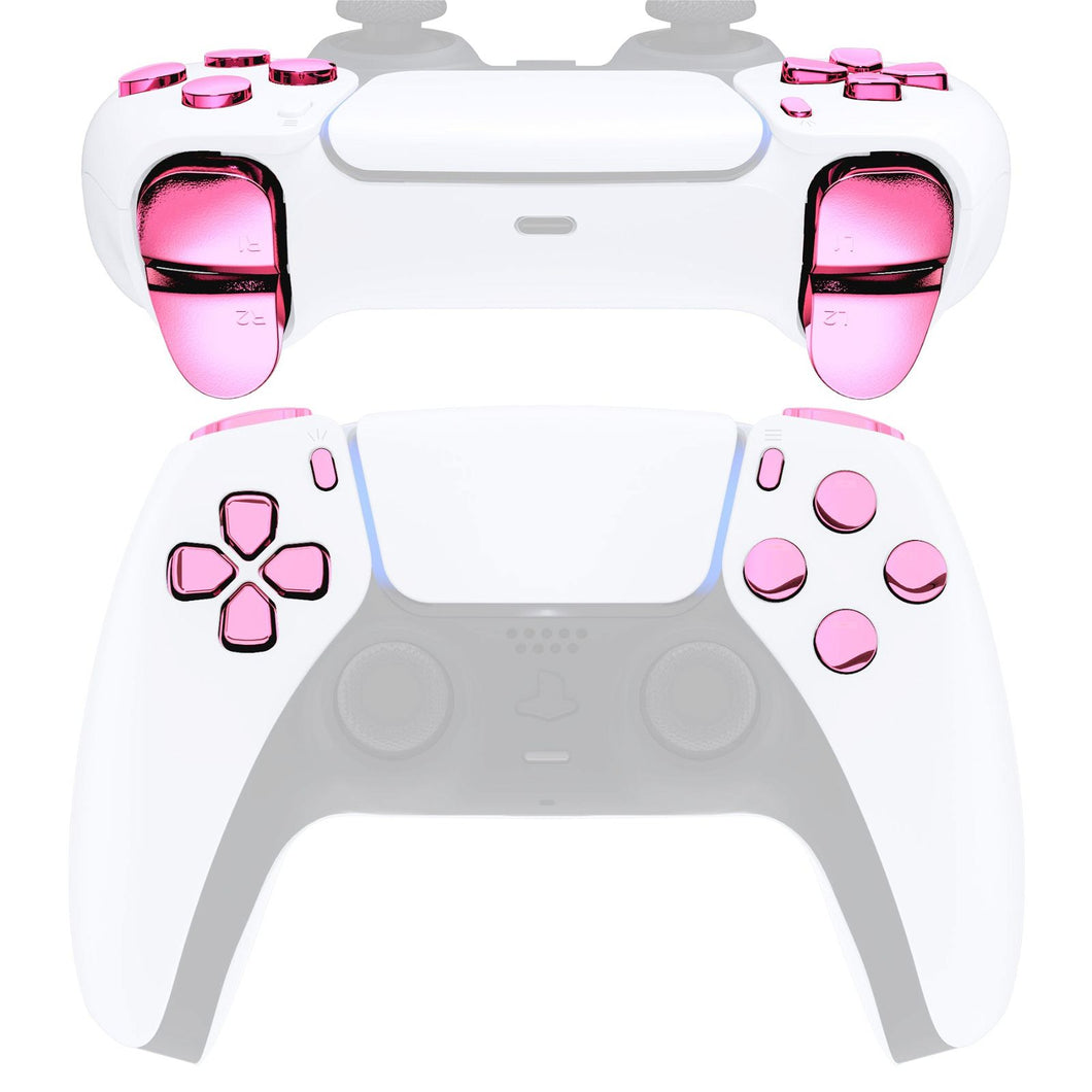 Glossy Chrome Pink 11in1 Button Kits Compatible With PS5 Controller BDM-010 & BDM-020 - JPF2007G2WS - Extremerate Wholesale